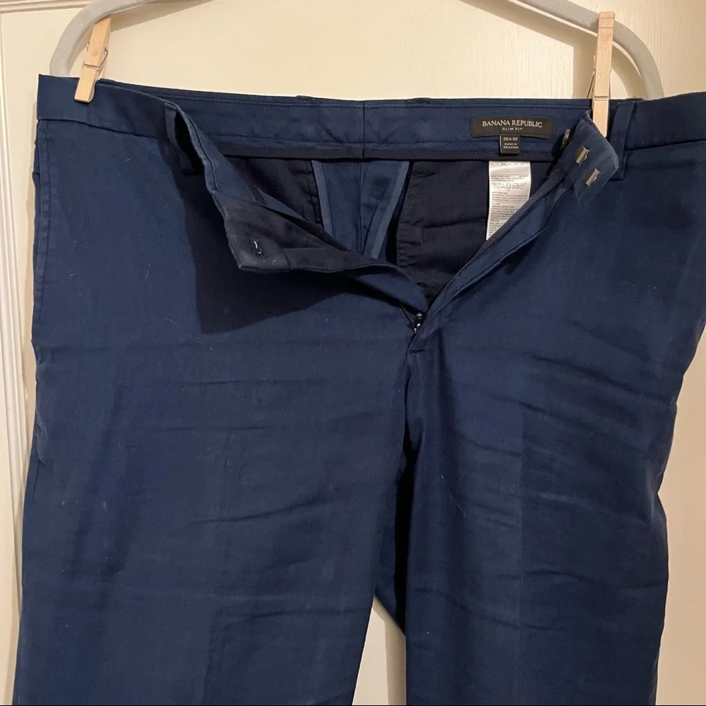 Banana Republic navy slim fit linen / cotton dress pants